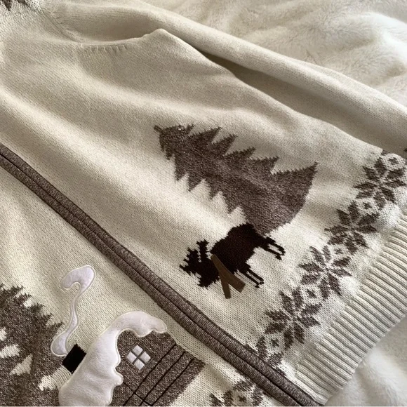 Vintage Zip Up Boho Christmas Sweater SZ XL - Picture 3 of 13